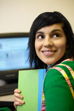 Girl sitting at computer