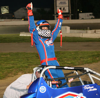 Stephanie Mockler cheers after a big finish